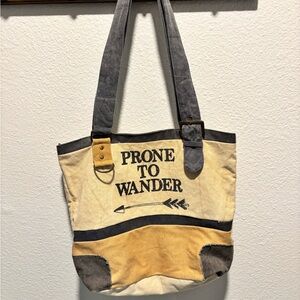 Canvas Tote Bag - Cream and Gray